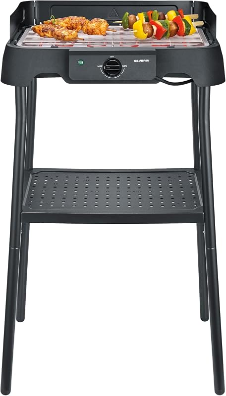 Barbecue Elettrico con Supporto, Griglia in Acciaio Inox, 2000W