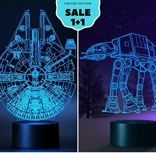 [SET OF 2] The Millennium Falcon Set Light + AT AT STAR WARS 3D Light 75105 Bedroom Lights decoration