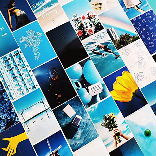 fantasy casa Blue Collage Kit for Wall Aesthetic Decor, 60 Set 4x6 inch Images, Room Decor for Teen Girls, Posters For Room Aesthetic, cool room decor aesthetic, Wall Collage Kit Aesthetic Pictures, Posters Aesthetic, Collage Kit