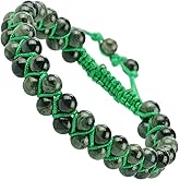MASSIVE BEADS Double Layer Stone Chakra Healing Crystals Bracelet Yoga Beads Meditation Relax Anxiety Bangle for Unisex Women Men (Green Kambaba Jasper, 6mm)