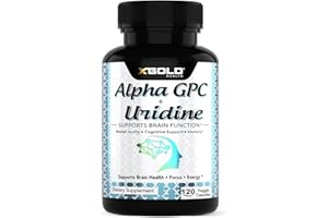 X GOLD HEALTH Alpha Gpc + Uridine 900mg – Powerful Nootropic for Boost Focus, Memory, Energy, Mood & Cognitive Performance – 120 Vegetarian Capsules