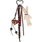 FURQNG Kawaii Plush Keychain Purse Charms Cute Brown Bag Charms for Women Handbags