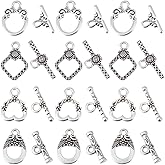 SUNNYCLUE 1 Box 100 Sets Toggle Jewelry Clasp Toggle Clasps Bracelet Closure Clasps Hollow Toggle Clasp Heart Round OT Clasp Silver IQ Clasps Connectors for Jewelry Making DIY Bracelets Necklace