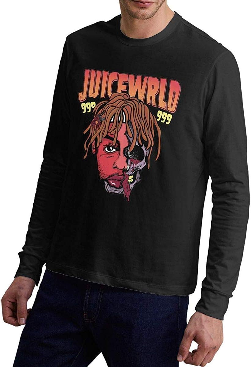 KAYLRR Fashion Tops Men's Juice-Wrld Horror Face Long Sleeve Round Neck Autumn Winter Comfortable T-Shirt