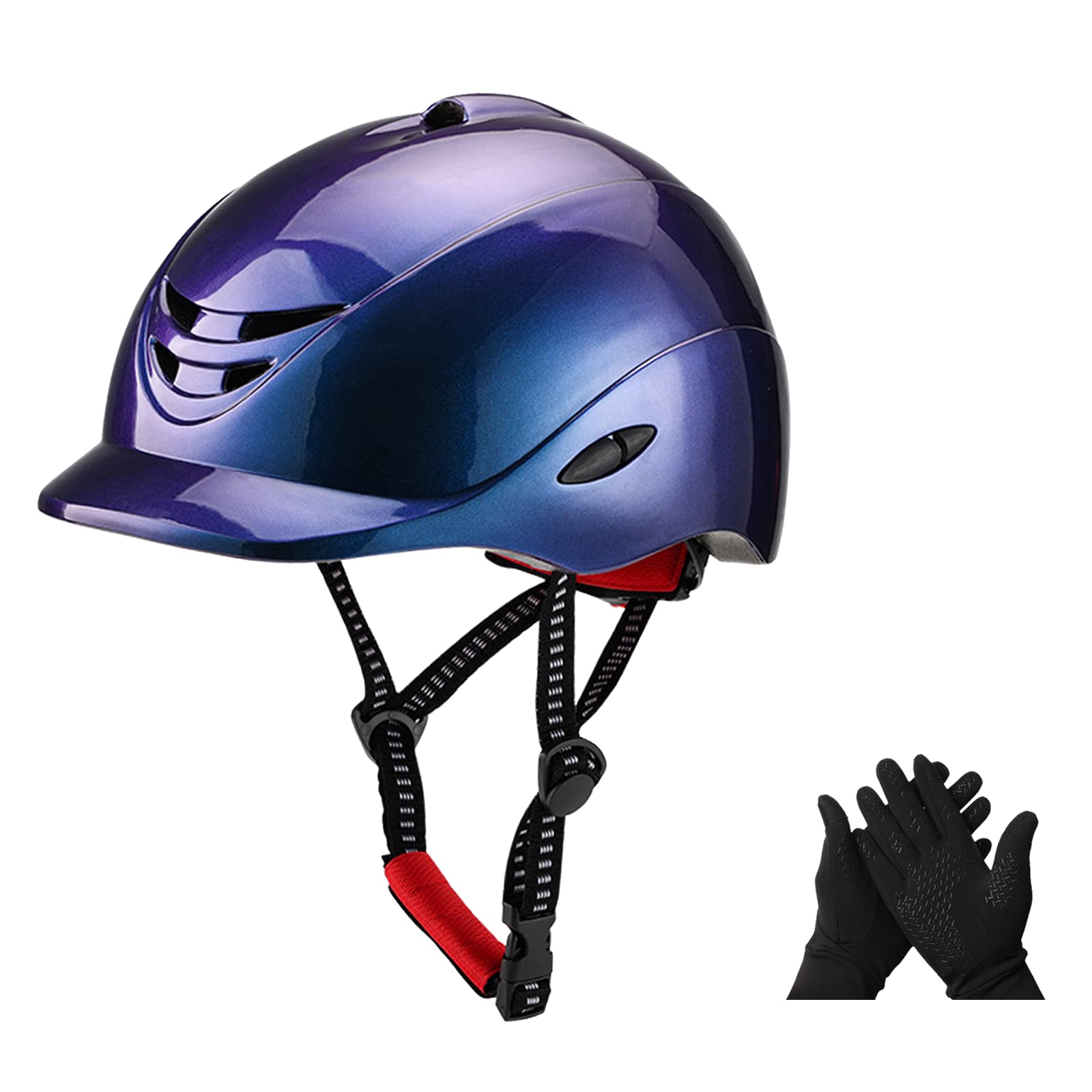 Photo 1 of Equestrian Helmets Set, Helmet and Winter Gloves for Horseback Riding, Training Safety Gear, Suit for Youth, Women, Adult, Size Medium