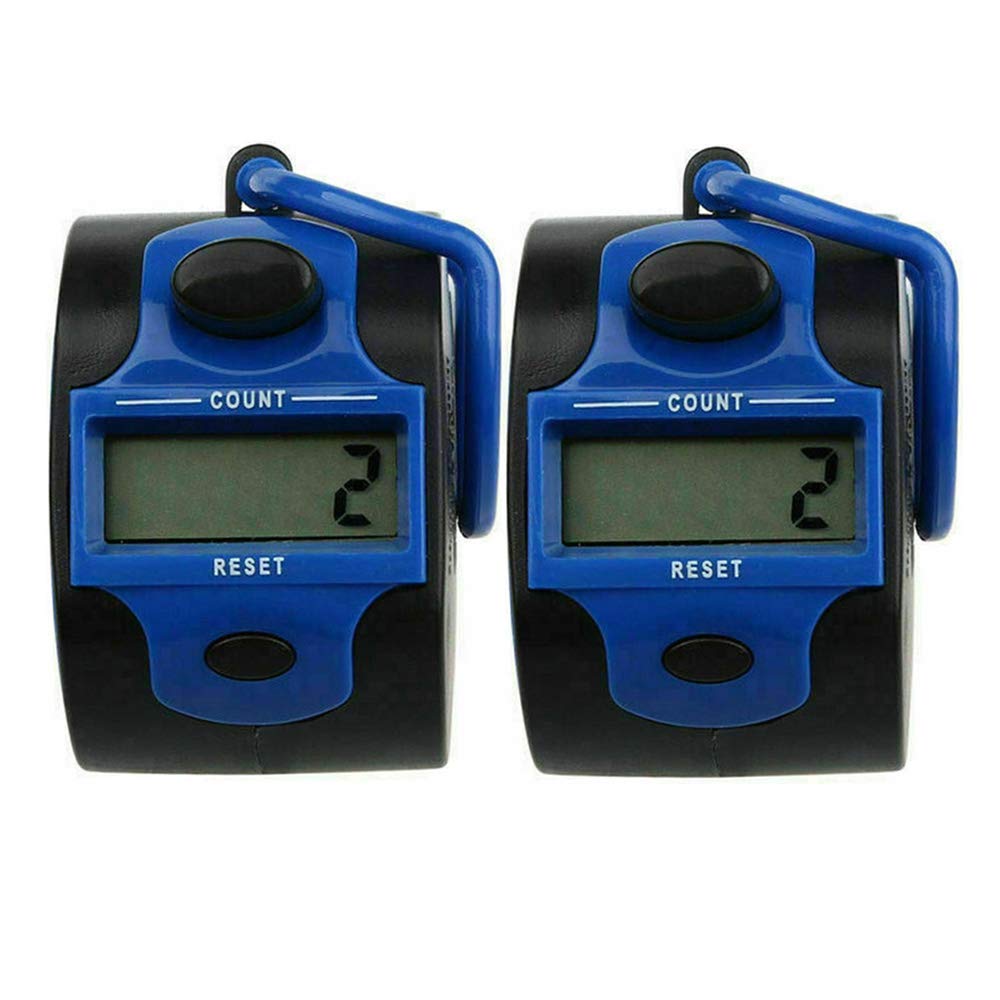 MACHSWON Blue Hand Held Finger Ring Tally Counter Electronic Manual Counter Pocket Tally Counter 8-Digit Digital LCD Electronic Screen Digital Tally Counter 2PCS
