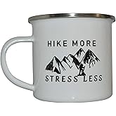 Rogue River Tactical Funny Camp Mug Enamel Camping Coffee Cup Gift Hike More Stress Less Camping Gear