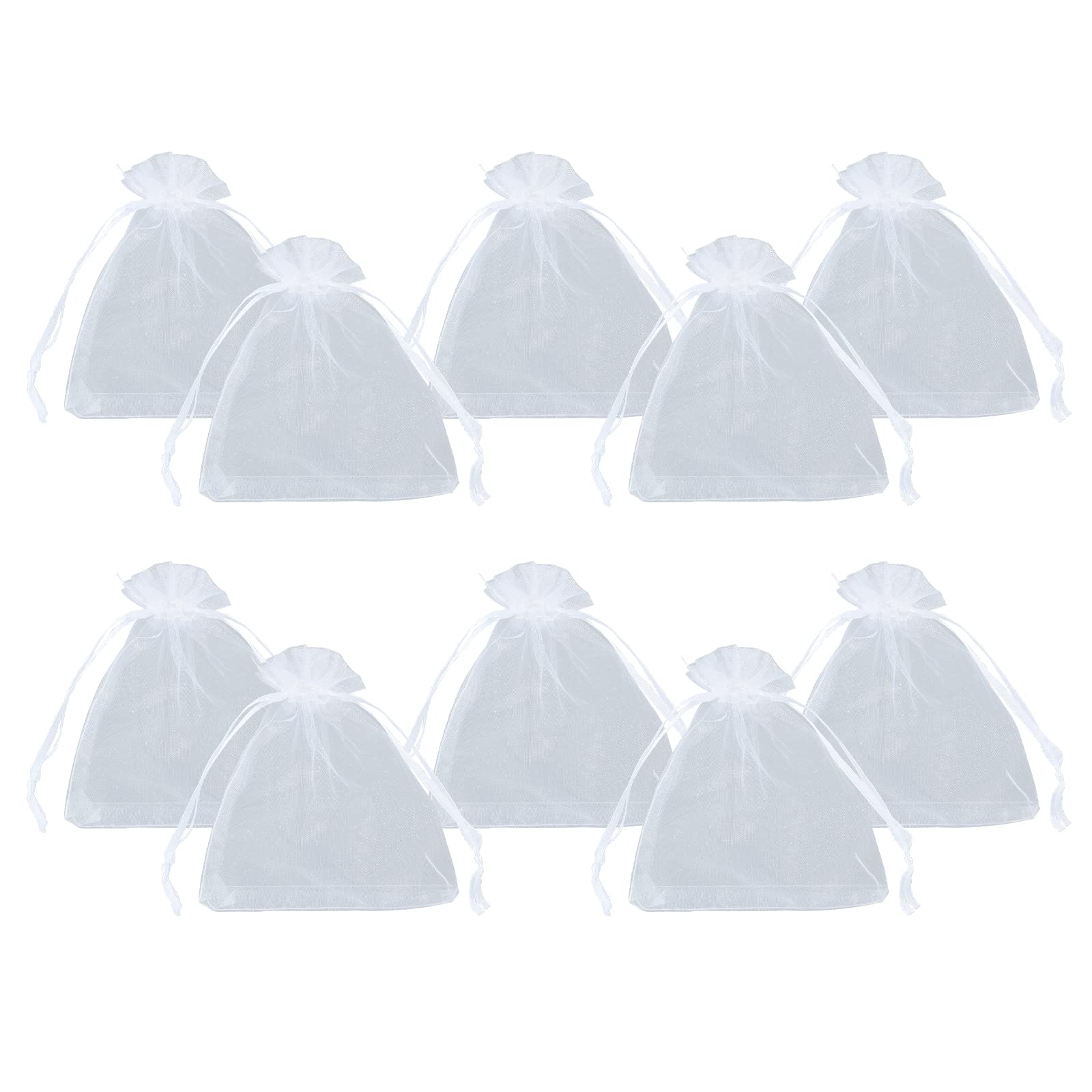 PandaHall - Set Of Organza Gift Bags, Assorted Colours, Approx. 8 x 10 cm, White 2, 9x12cm