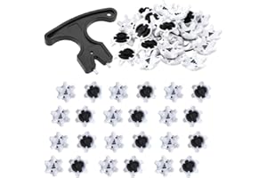 31Pcs Golf Shoe Spikes Replacements Set with Black Cleats Spanner Metal, Pins for Shoes - Golf-Lover Player (White Black)