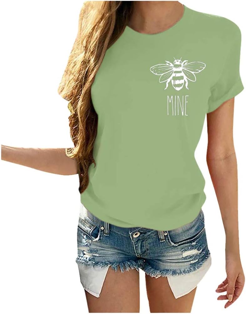 Heart Shirt Top Womens Valentine's Day T Shirt Short Sleeve Mother's Day Graphic Print Tee