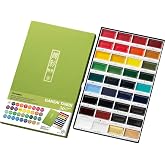 Kuretake Gansai Tambi Watercolor Paint Set, 36 Colors, Made in Japan | 36 vivid opaque colors, non-granulating pigment, large pans, palette &amp; color chart, Professional Use, Artist Grade