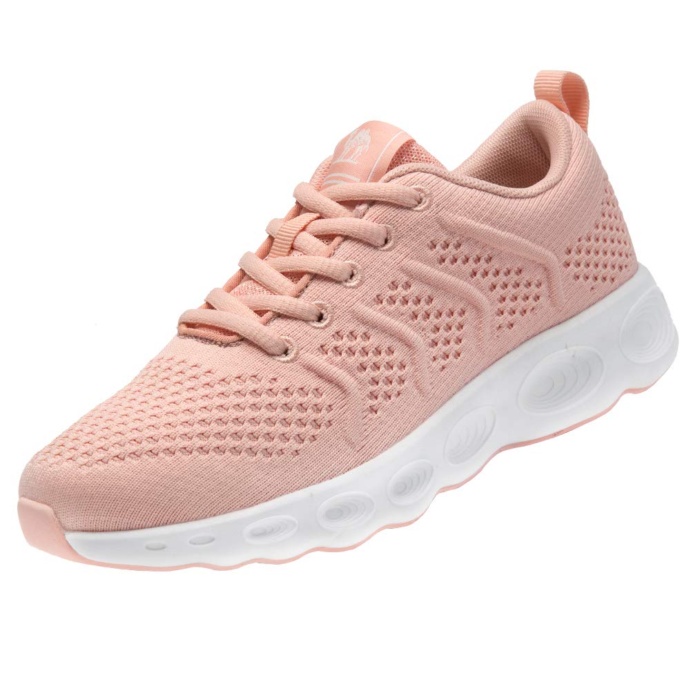 CAMEL CROWN Women Running Shoes Trail Fashion Sneakers Flyknit Comfy Walking Shoe Mesh Lightweight Athletic Gym Casual Sneaker for Girl(Pink,8.5 M US)