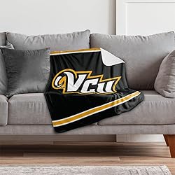 VCU Rams Primary Logo Stripes Sherpa Blanket, Warm