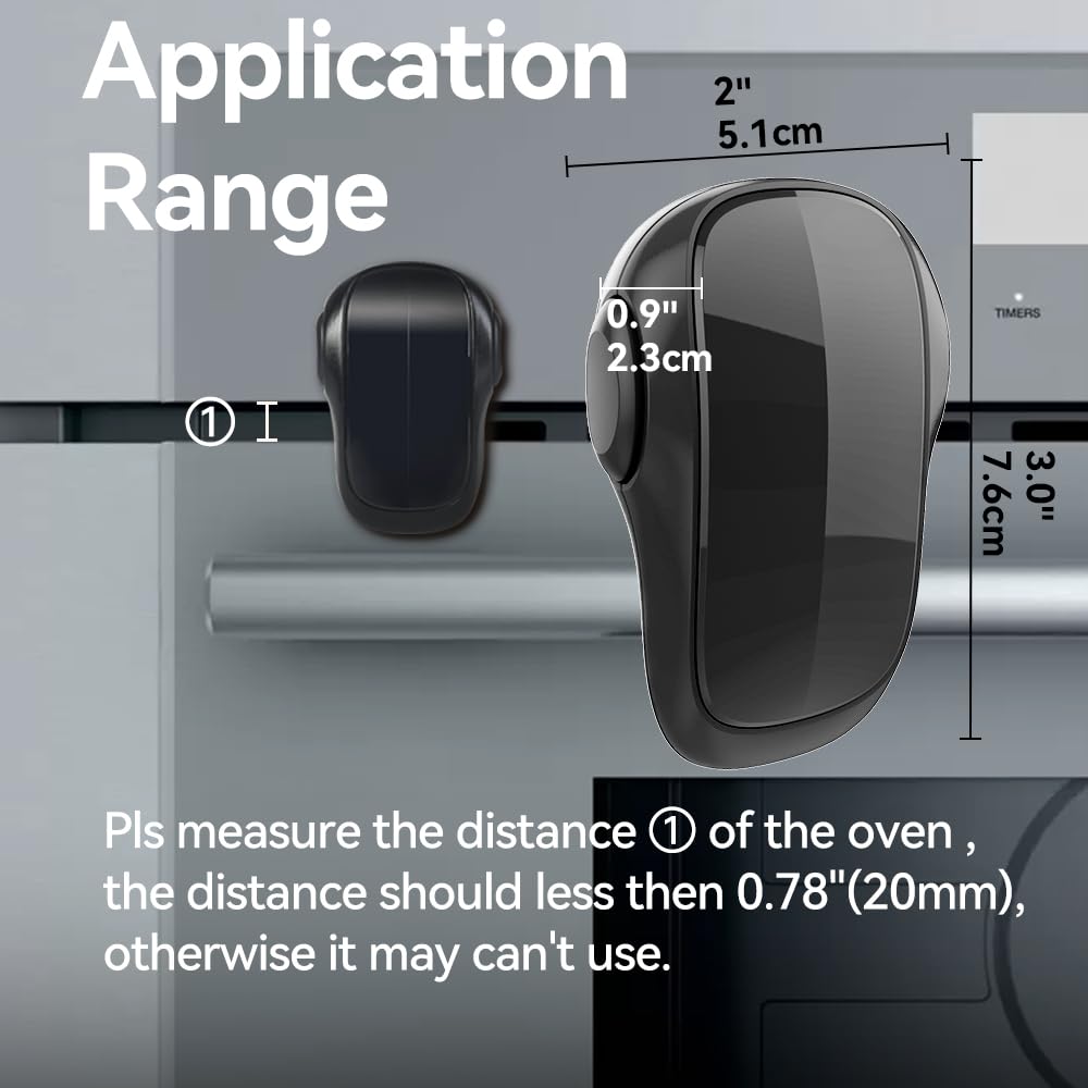 EUDEMON Child Safety Heat-Resistant Oven Door Lock, Oven Front Lock for Kids Easy to Install, Use Adhesive,No Screws or Drill (1 Pack,Black)(ONLY for Flat Surface)