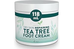 Eva Naturals Tea Tree Foot Cream with Aloe, Sunflower & Peppermint – Intensive Heel Repair & Foot Care for Dry, Cracked Feet 