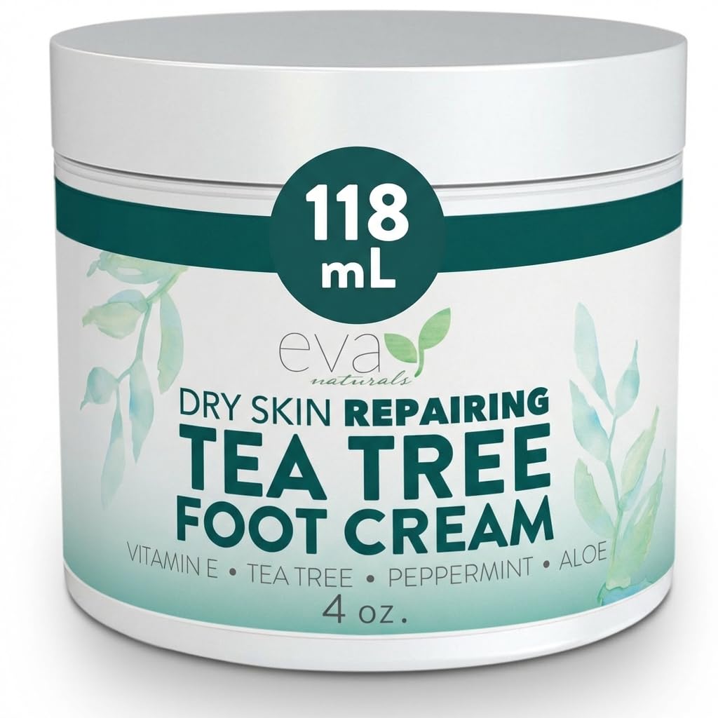 Tea Tree Foot Cream for Cracked Heels and Dry Skin – Cracked Heel Repair Cream for Very Dry Feet, Hard Skin Remover, Foot Moisturiser Balm Suitable for Diabetics, Callused Feet - Visible Results