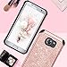 BENTOBEN Case for Galaxy S7 Edge, Luxury Glitter Bling 2 in 1 Hybrid Hard Covers Laminated Sparkly Shiny Faux Leather Chrome Shockproof Bumper Protective Case for Samsung Galaxy S7 Edge, Rose Gold