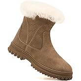 Steel Toe Shoes Winter Boots for Women Faux Fur Mid Calf Winter Snow Boots, Heat-Resistant Slip-Resistant Steel Toe Work