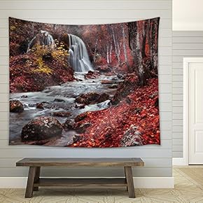 Silver Stream Waterfall - Fabric Wall Tapestry Home Decor - 51x60 inches