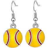 RUOFFETA Sport Ball Dangle Earrings, Football, Basketball, Soccer, Volleyball, Baseball Earrings for Women Fans