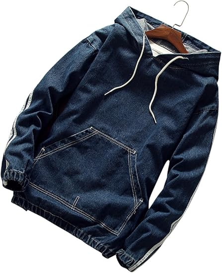 Amazon ネルロッソ Nerlosso ｇジャン メンズ プルオーバー フード付き パーカ ライン デニム ジャンパー ブルゾン スタジャン 大きいサイズ ミリタリージャケット ライダース 正規品 2xl ダークブルー Cmw241 2xl Dbu コート ジャケット 通販