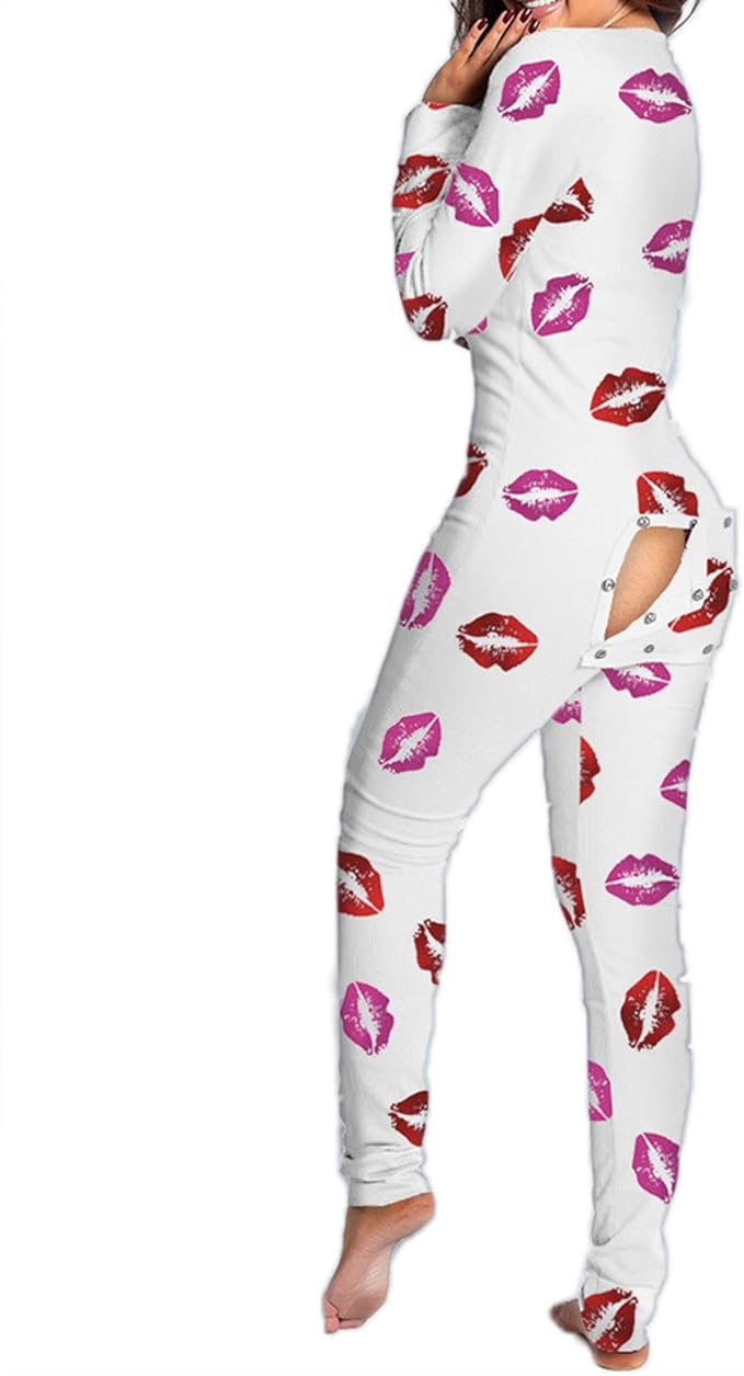babao Womens Printed Onesie Ladies VNeck Jumpsuit One Piece Pajamas