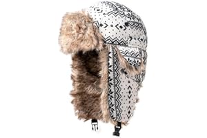 S A SA Company Trapper Hat Winter Hats for Men & Women | Ushanka Russian Hat | Faux Fur Hat with Ear Flap (Snow Camo)