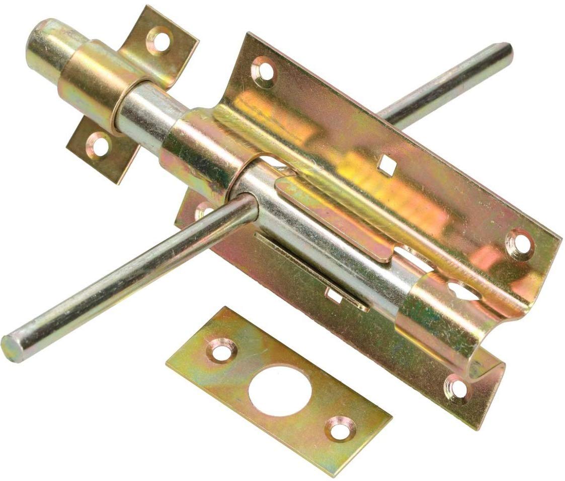 KOTARBAU® Bolt Latch 150/16 Lock Bolt Double-Sided Galvanised Yellow Metal Gate Bolt Sliding Latch Door Slider Stable Door Lock Bolt