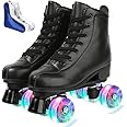 XUDREZ Roller Skate Shoes for Women Men PU Leather High-top Double-Row Roller Skates for Beginner, Professional Indoor Outdoor Roller Skates with Shoes Bag