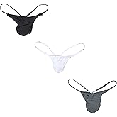Maiclaice Men's Ice Silk Thong G String Classic Low Rise Bikini Briefs Underwear