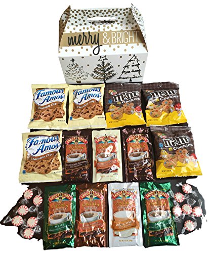 Hot Cocoa & Cookies Golden Holiday Trees Care Package features fun Gift Box stuffed w/ cocoa, cookies, and peppermint candy, the perfect holiday Christmas gift for college student, military, co-worker