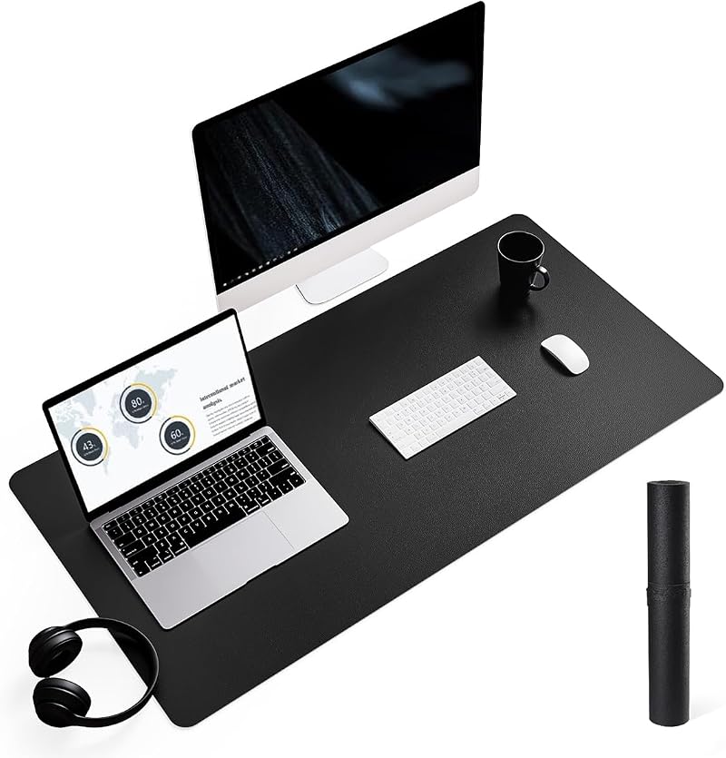 YSAGi Non-Slip Desk Pad Waterproof PVC Leather 90x43 cm Black