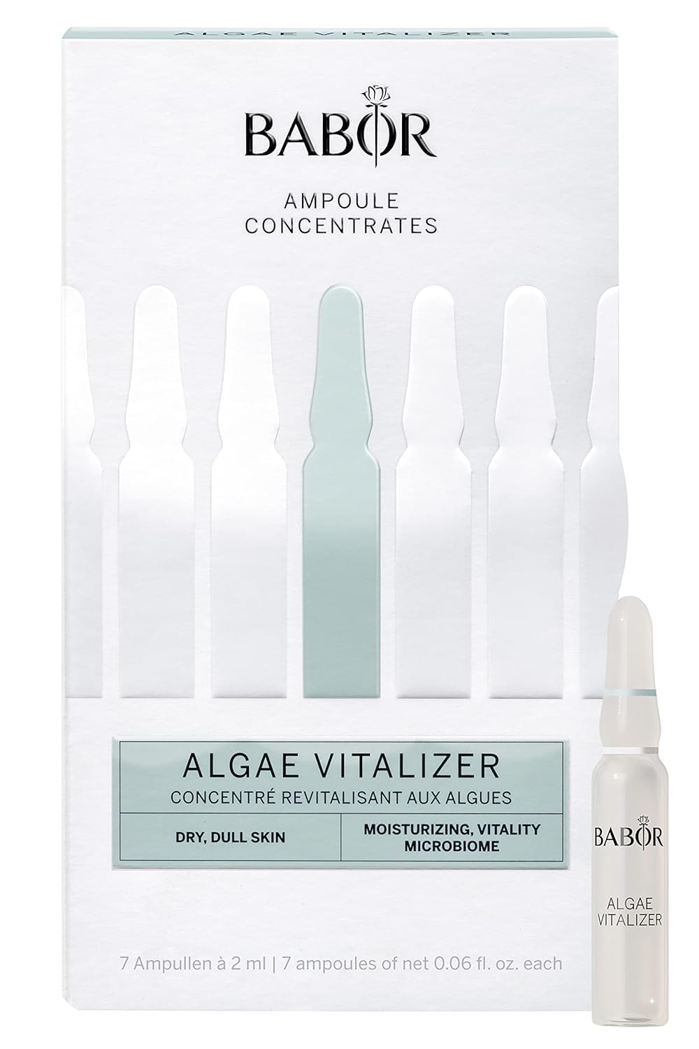 BABOR Algae Vitalizer Serum Ampoules for the Face, with Green Algae Extract for a Revitalised Complexion, Vegan Formula, 7 x 2 ml Concentrated Ampoules