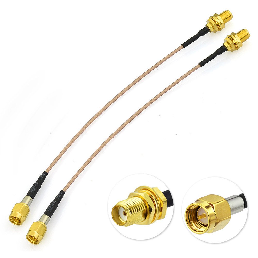 Eightwood 4G LTE Antenna SMA Extension Cable SMA Female Bulkhead to SMA Male Adapter Cable RG178 15cm 6inch 2pcs for 2G 3G 4G Antenna Wifi Antenna Router Multicopter Bluetooth Wifi Wireless Network
