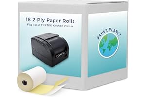 PAPERPLANET Kitchen Printer Paper for Toast TKP300 Kitchen Printer by Paper Planet | Compatible with TKP300 SNBC BTP-M300 | 2-Ply Carbonless Paper (White/Yellow) | 18 Rolls