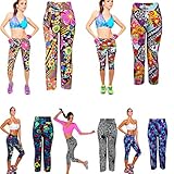 Shensee Women High Waist Fitness Yoga Sport Pants Printed Stretch Leggings