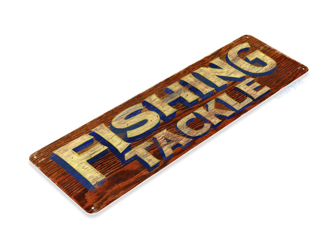 Tinworld Tin Sign Fishing Tackle Rustic Fish Metal Sign