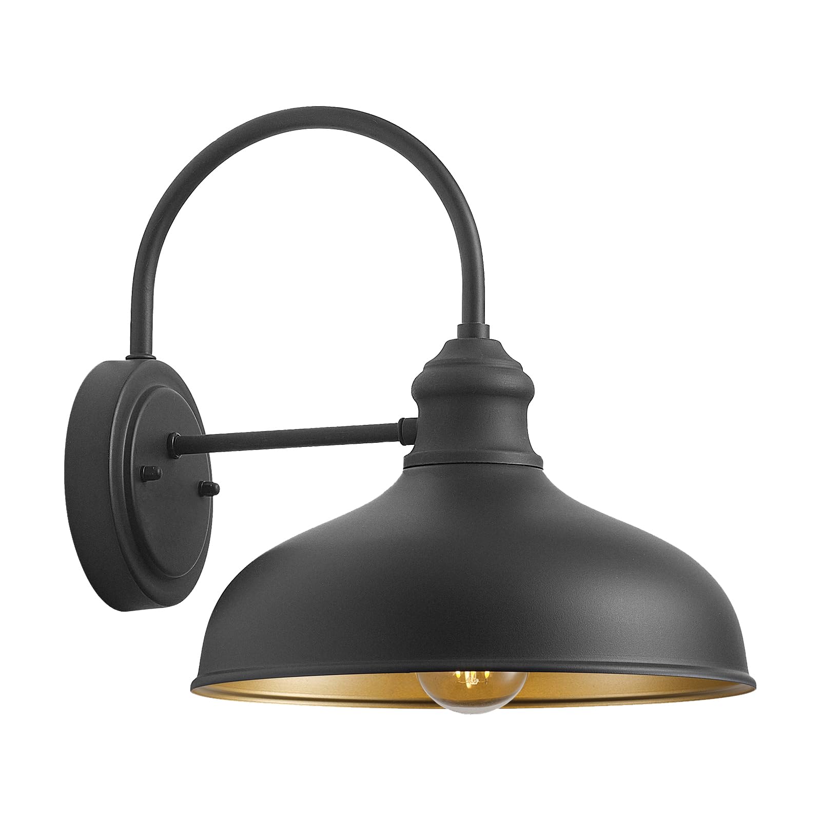 Photo 1 of GOALPLUS 10" Dome Barn Lights for Farmhouse, Matte Black Gooseneck Outdoor Light Fixture, Exterior Porch Lighting with Wall Mount, Outside Goose Neck Wall Sconce for Patio