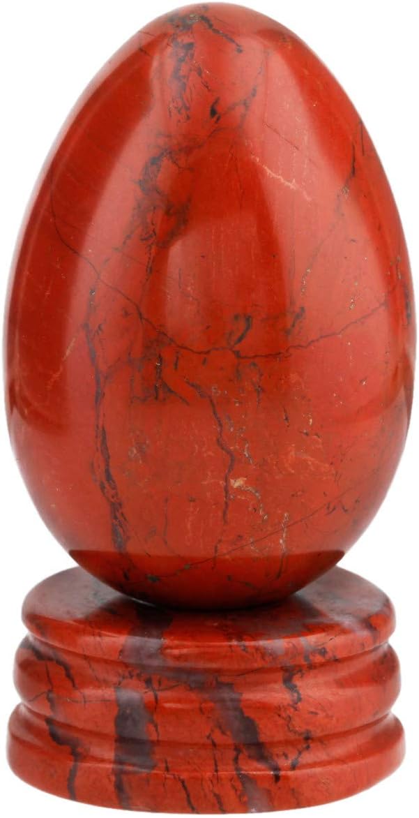 KYEYGWO Red Jasper Carved Eggs with Stand, Healing Crystal Meditation Chakra Balancing Reiki Crafts Home Decoration - Image 3