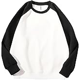 PEGENO Men's Loose Crew Neck Sweatshirt One Piece Shoulder Sleeve Dual Color Long Sleeve T-shirt