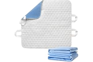 GreenChief Washable Underpads with Handles, 2 Pack Reusable Incontinence Bed Pad with 4 Positioning Straps Waterproof Pee Pads for Adults, Children or Elderly, Super Absorbent Chucks Pad 34'' x 36''
