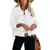 Jayscreate Women's Jean Denim Jacket Pockets Oversized Ripped Short Light Cropped Mini Lightweight Ladies Denim Jacket