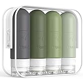 ME.FAN Travel Bottles for Toiletries, TSA Approved 3oz Travel Size Containers, Silicone Squeezable Portable Split Bottle, Travel Accessories for Conditioner, Shampoo, Lotion- 4 Pack Desert Sage