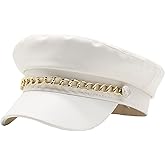 Women Yacht Captain Sailor Hat PU Newsboy Cabbie Baker Boy Peaked Beret Cap