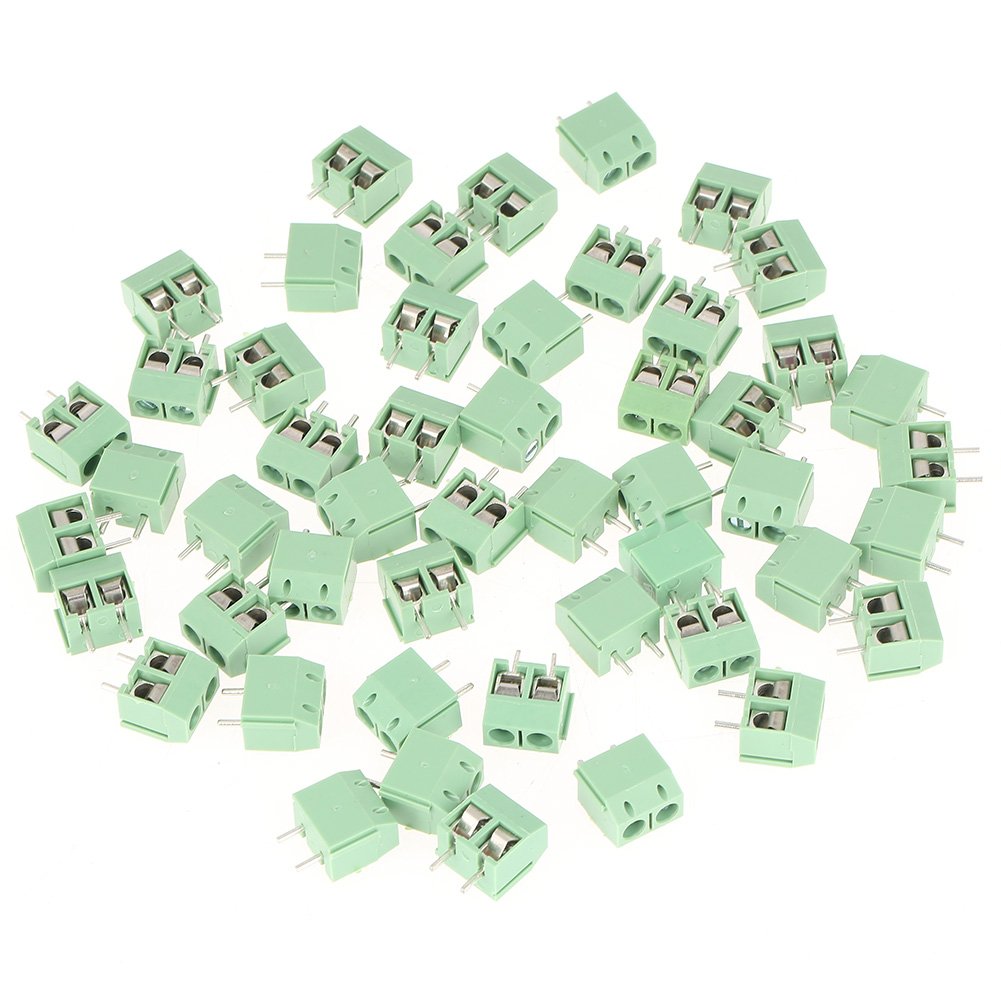 Terminal Block Connectors, 50Pcs 2 Pin 5mm Pitch PCB Universal Screw Terminal Block Connector, Electric Wire Connectors Blocks, Connecting for Wiring Cable