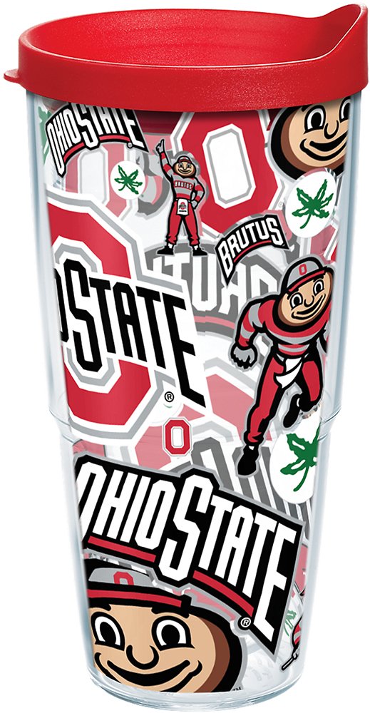 Tervis 1258230 NCAA Ohio State Buckeyes All Over Tumbler with Lid 24 oz Clear