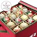 StorageMaid Christmas Ornament Storage Box - Ornament Box Organizer Fits Up To 64 Balls - Christmas Decoration Storage Containers with Exclusive Velcro Cover & Finger Slot 12X12X12