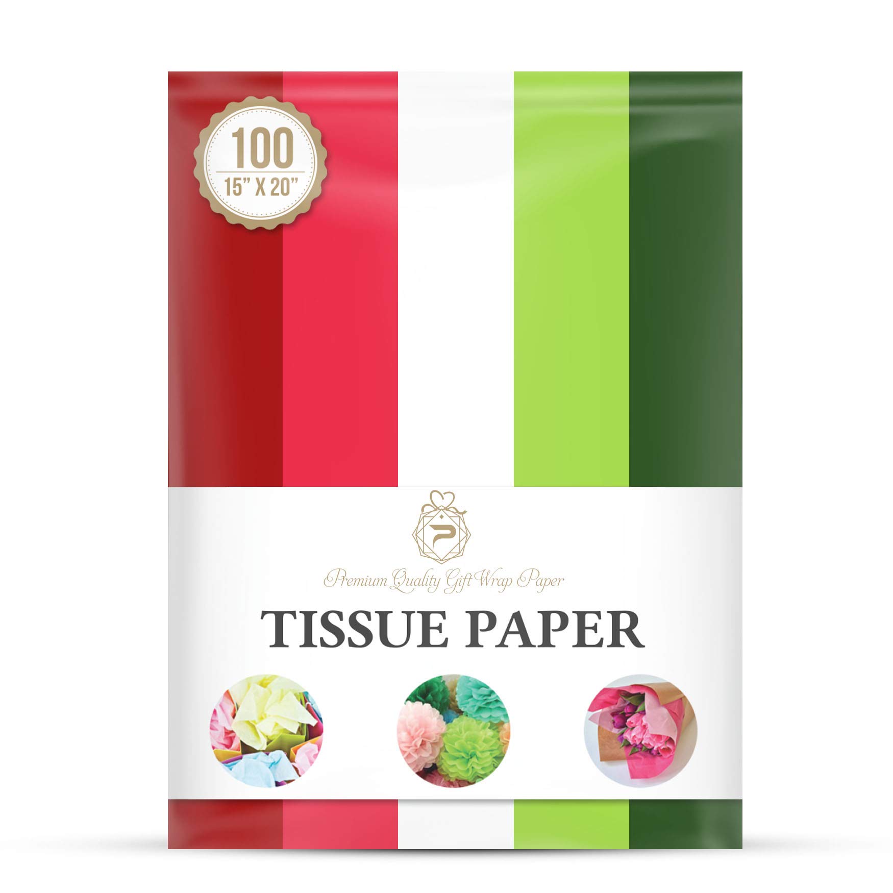 Christmas Theme Tissue Paper for Gift Wrapping (5 Assorted Colors), Packaging, Floral, Birthday, Christmas, Halloween, DIY Crafts and More 15