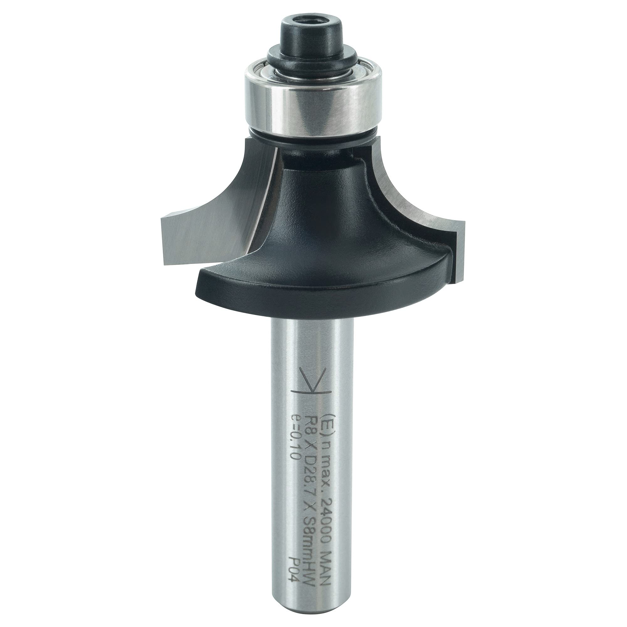 ENT 14292 Rounding Over Cutter TC Shank (S) 8 mm, Diameter (D) 28,6 mm, NL 12,7 mm, R 8 mm, SL 32 mm, with Ball Bearing