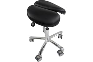LINCHARM.COM Forward Tilting Master Split Saddle Chair, Ergonomic Tall Saddle Stool with Locking Rubber Castors, Relieves Pressure,Keep Cool, Long Hours Sitting for Dental, Offices, Labs,Massage Salon Spa